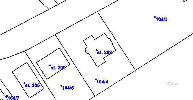 Parcela st. 202 v KÚ Rudka, Katastrální mapa