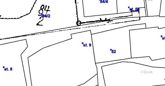 Parcela st. 9 v KÚ Rudlice, Katastrální mapa