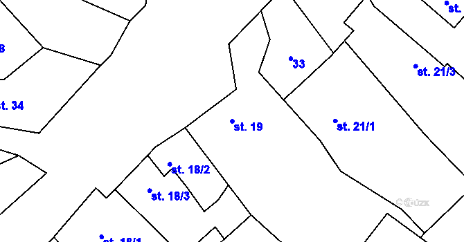 Parcela st. 19 v KÚ Rudlice, Katastrální mapa