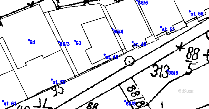 Parcela st. 46 v KÚ Rudlice, Katastrální mapa