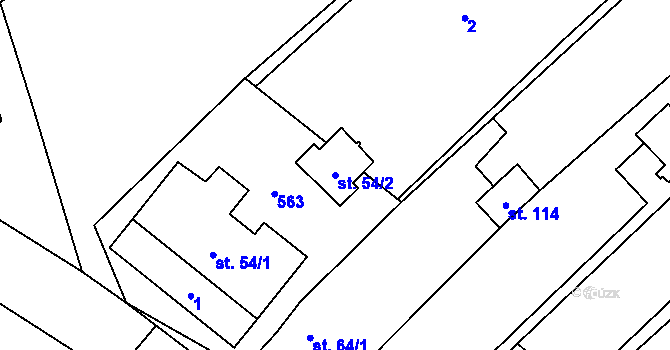 Parcela st. 54/2 v KÚ Rudlice, Katastrální mapa