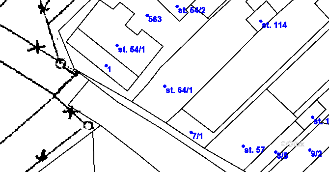 Parcela st. 64/1 v KÚ Rudlice, Katastrální mapa