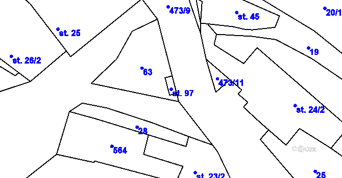 Parcela st. 97 v KÚ Rudlice, Katastrální mapa