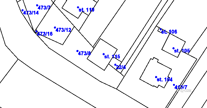 Parcela st. 115 v KÚ Rudlice, Katastrální mapa