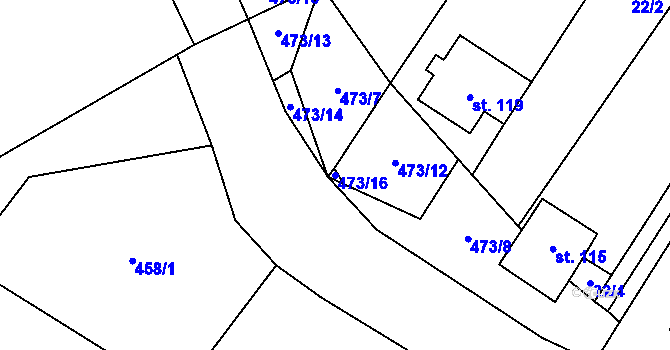 Parcela st. 473/16 v KÚ Rudlice, Katastrální mapa