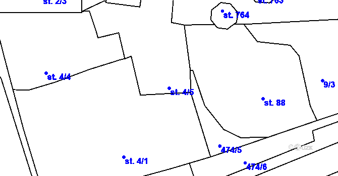 Parcela st. 4/5 v KÚ Dušníky u Rudné, Katastrální mapa