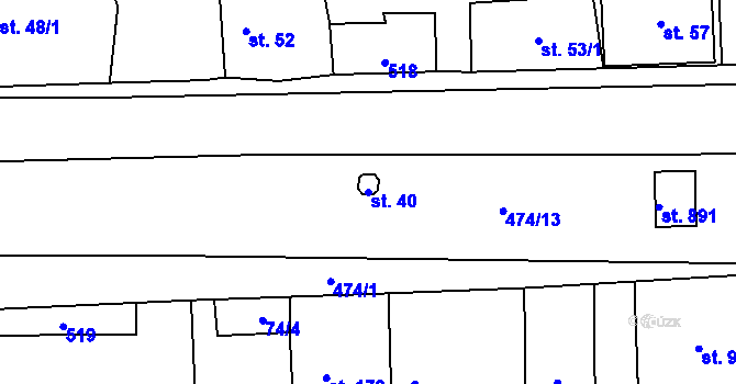 Parcela st. 40 v KÚ Dušníky u Rudné, Katastrální mapa