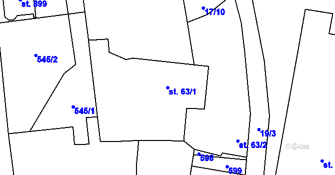 Parcela st. 63/1 v KÚ Dušníky u Rudné, Katastrální mapa