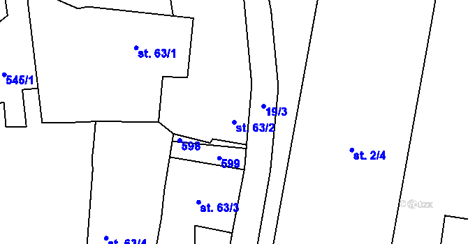 Parcela st. 63/2 v KÚ Dušníky u Rudné, Katastrální mapa