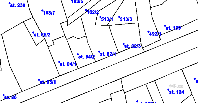 Parcela st. 82/1 v KÚ Dušníky u Rudné, Katastrální mapa