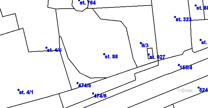 Parcela st. 88 v KÚ Dušníky u Rudné, Katastrální mapa