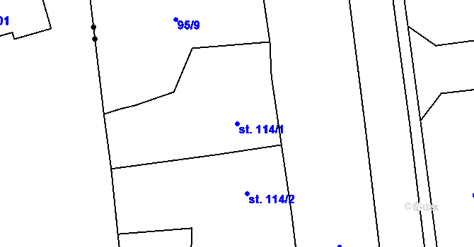 Parcela st. 114/1 v KÚ Dušníky u Rudné, Katastrální mapa