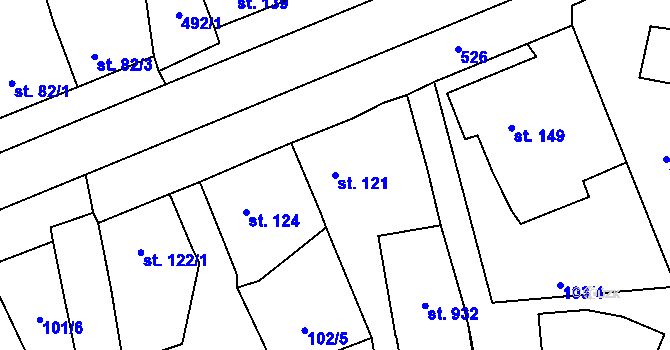 Parcela st. 121 v KÚ Dušníky u Rudné, Katastrální mapa