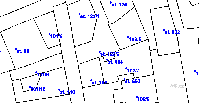 Parcela st. 122/2 v KÚ Dušníky u Rudné, Katastrální mapa