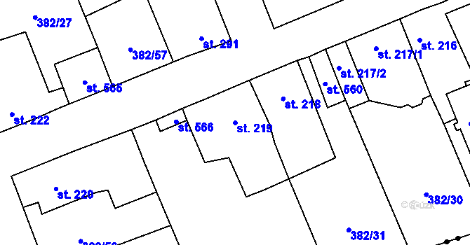 Parcela st. 219 v KÚ Dušníky u Rudné, Katastrální mapa