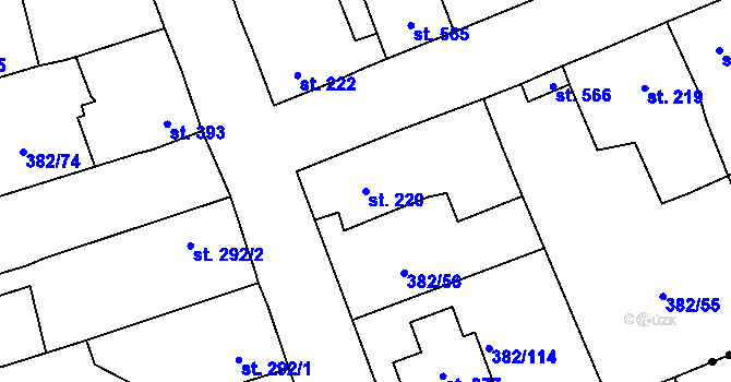 Parcela st. 220 v KÚ Dušníky u Rudné, Katastrální mapa