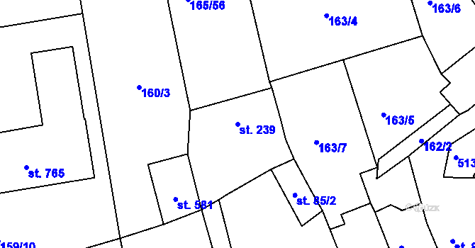 Parcela st. 239 v KÚ Dušníky u Rudné, Katastrální mapa