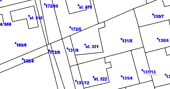 Parcela st. 321 v KÚ Dušníky u Rudné, Katastrální mapa