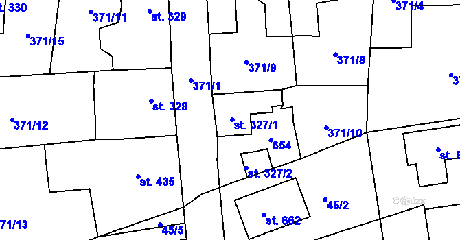 Parcela st. 327 v KÚ Dušníky u Rudné, Katastrální mapa