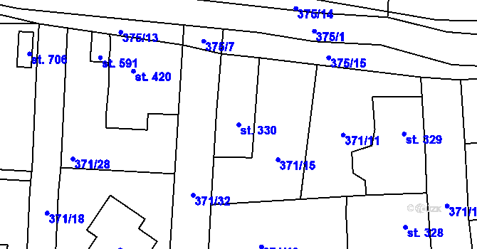 Parcela st. 330 v KÚ Dušníky u Rudné, Katastrální mapa