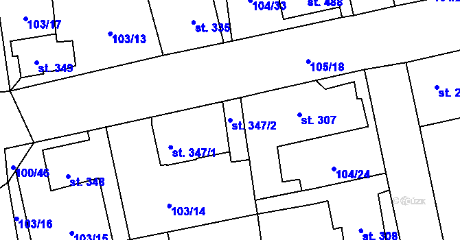 Parcela st. 347/2 v KÚ Dušníky u Rudné, Katastrální mapa