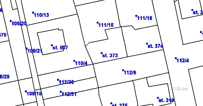 Parcela st. 373 v KÚ Dušníky u Rudné, Katastrální mapa