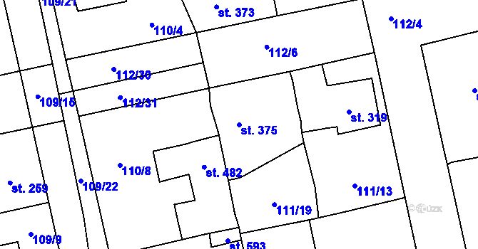 Parcela st. 375 v KÚ Dušníky u Rudné, Katastrální mapa