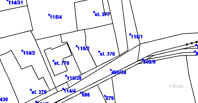 Parcela st. 378 v KÚ Dušníky u Rudné, Katastrální mapa