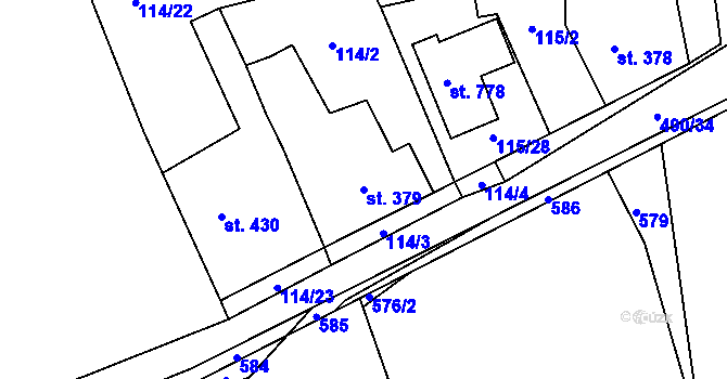 Parcela st. 379 v KÚ Dušníky u Rudné, Katastrální mapa