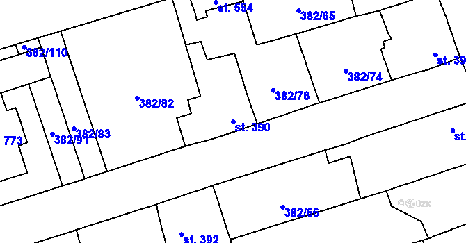 Parcela st. 390 v KÚ Dušníky u Rudné, Katastrální mapa