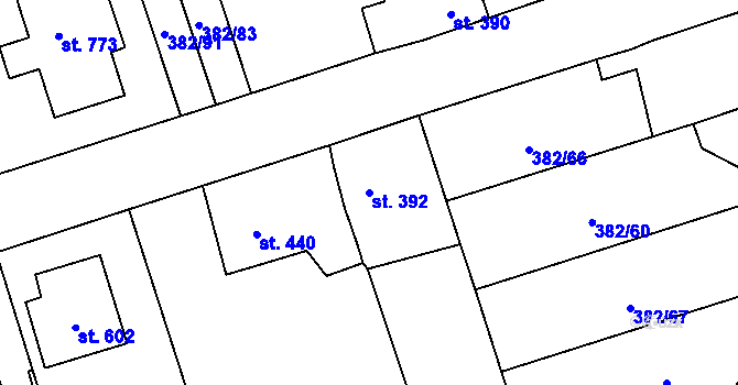Parcela st. 392 v KÚ Dušníky u Rudné, Katastrální mapa