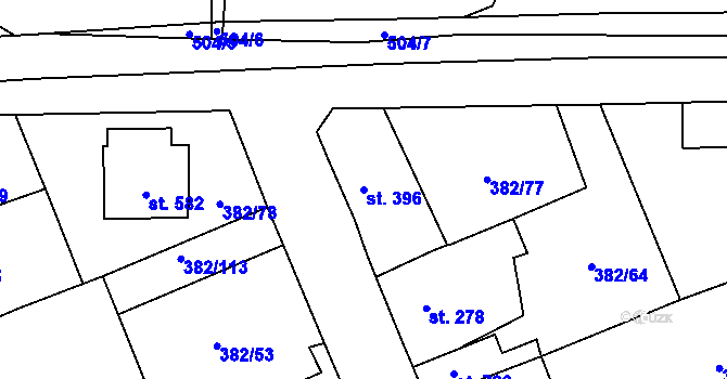 Parcela st. 396 v KÚ Dušníky u Rudné, Katastrální mapa