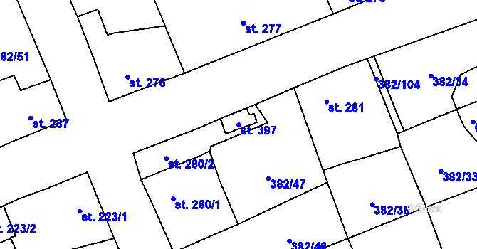 Parcela st. 397 v KÚ Dušníky u Rudné, Katastrální mapa