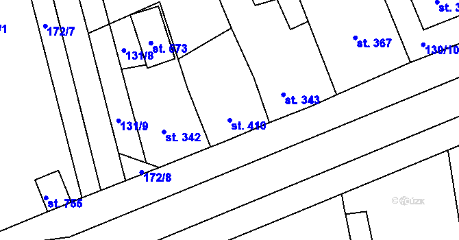 Parcela st. 410 v KÚ Dušníky u Rudné, Katastrální mapa