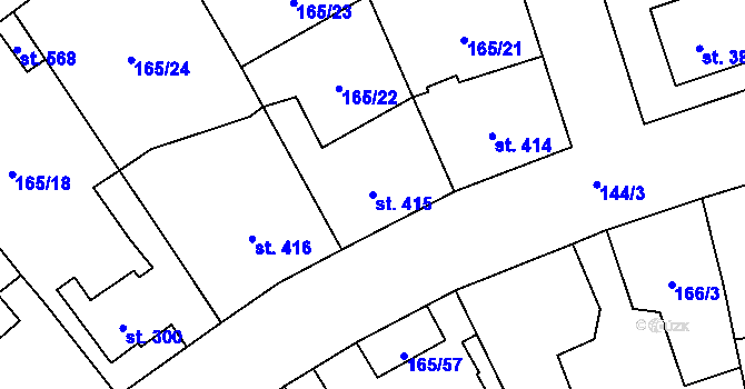 Parcela st. 415 v KÚ Dušníky u Rudné, Katastrální mapa