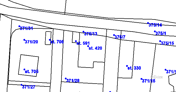 Parcela st. 420 v KÚ Dušníky u Rudné, Katastrální mapa