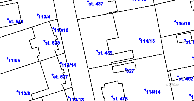 Parcela st. 439 v KÚ Dušníky u Rudné, Katastrální mapa
