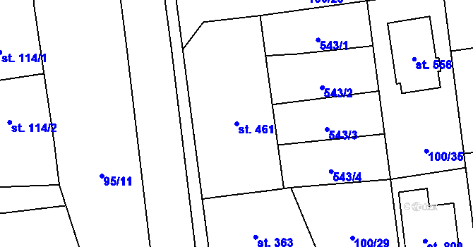 Parcela st. 461 v KÚ Dušníky u Rudné, Katastrální mapa