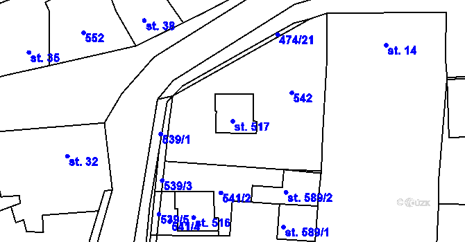 Parcela st. 517 v KÚ Dušníky u Rudné, Katastrální mapa