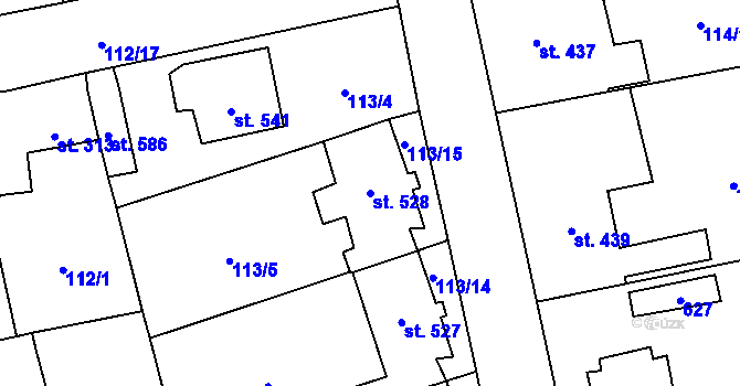 Parcela st. 528 v KÚ Dušníky u Rudné, Katastrální mapa