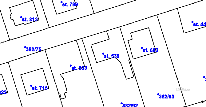 Parcela st. 539 v KÚ Dušníky u Rudné, Katastrální mapa