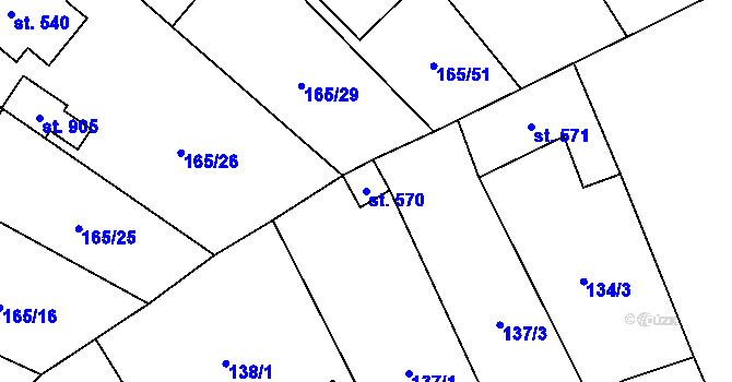 Parcela st. 570 v KÚ Dušníky u Rudné, Katastrální mapa