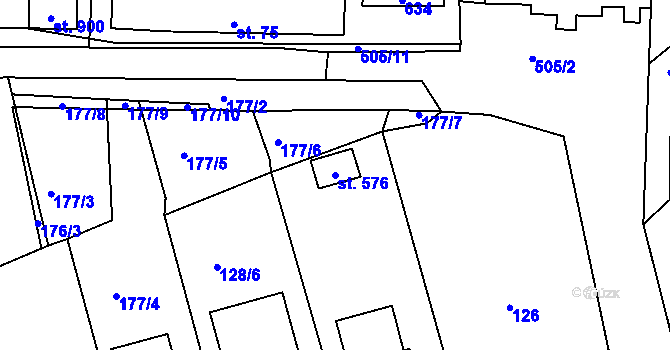 Parcela st. 576 v KÚ Dušníky u Rudné, Katastrální mapa
