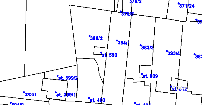 Parcela st. 590 v KÚ Dušníky u Rudné, Katastrální mapa