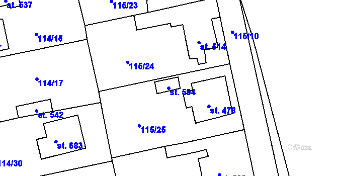 Parcela st. 594 v KÚ Dušníky u Rudné, Katastrální mapa