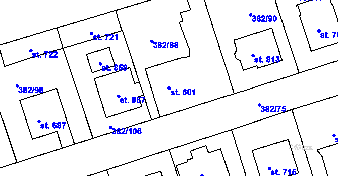 Parcela st. 601 v KÚ Dušníky u Rudné, Katastrální mapa