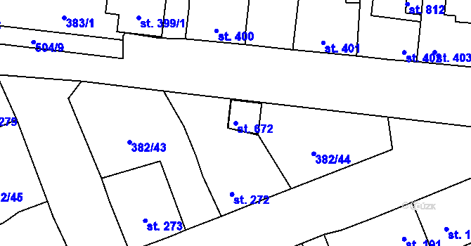 Parcela st. 672 v KÚ Dušníky u Rudné, Katastrální mapa