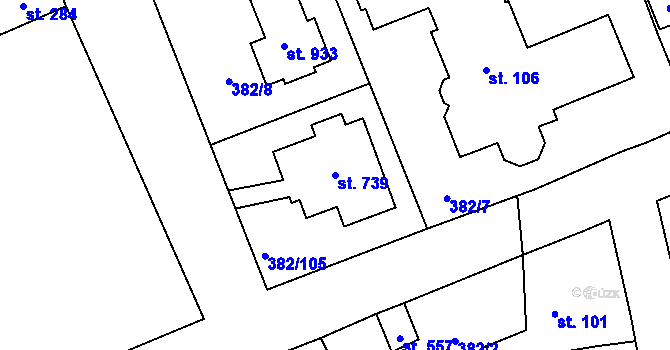 Parcela st. 739 v KÚ Dušníky u Rudné, Katastrální mapa