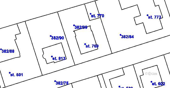 Parcela st. 769 v KÚ Dušníky u Rudné, Katastrální mapa