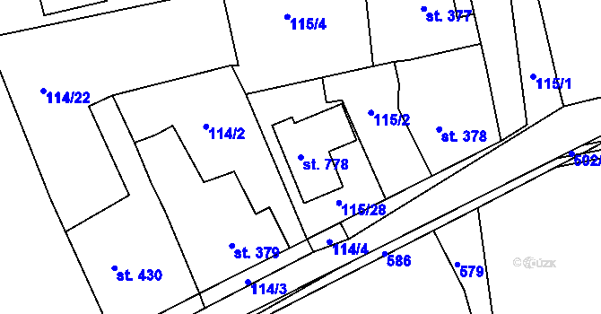 Parcela st. 778 v KÚ Dušníky u Rudné, Katastrální mapa